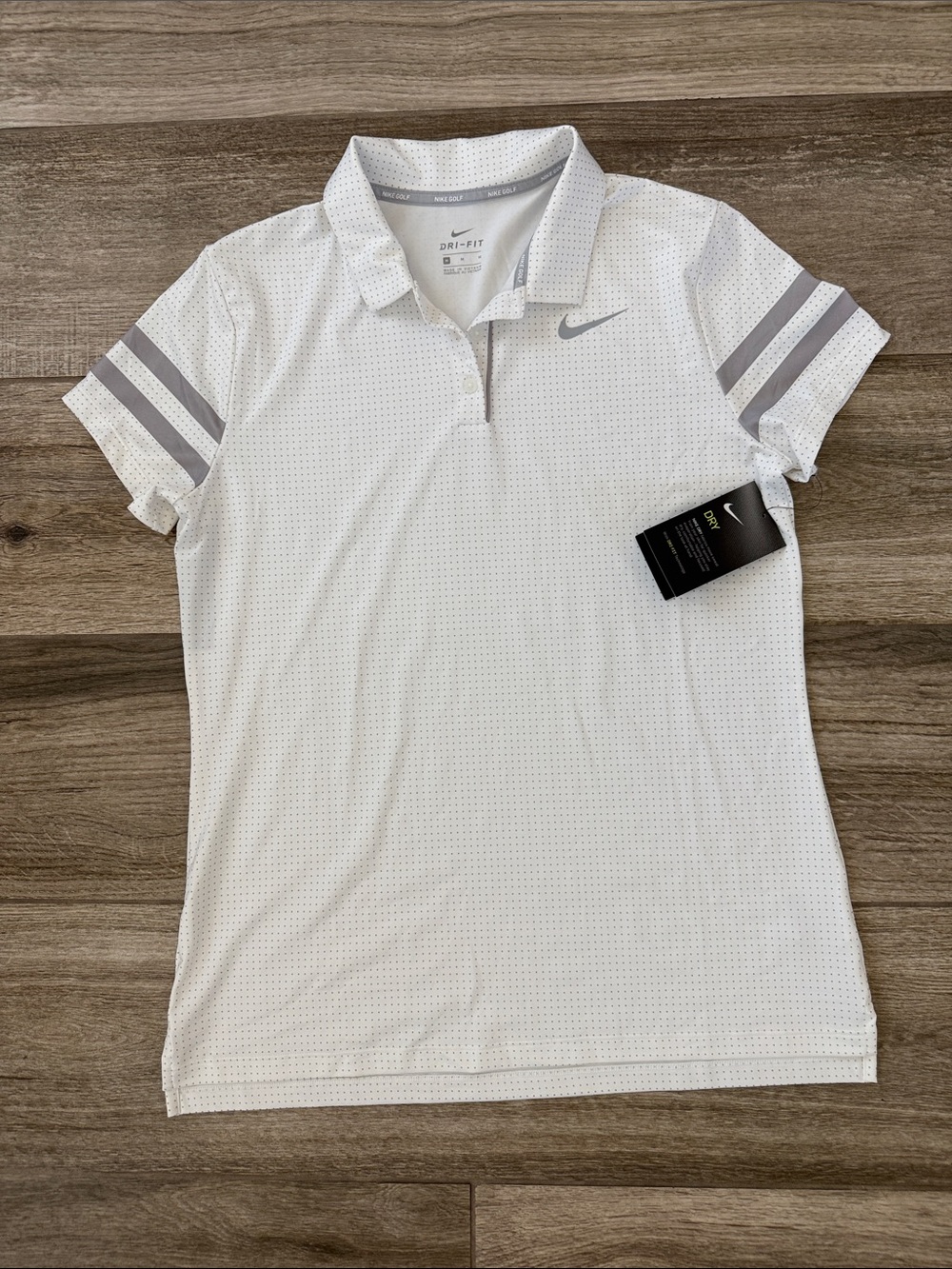 Nike Women’s Dri‑FIT Stretch Pique Golf Polo Limited Pro Edition Rare White Gray